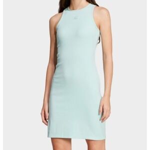 Adidas Ribbed Tank Dress Womens S Mint Green Sleeveless Athleisure Tennis Y2K